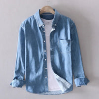 Heren Denim Overhemd Casual Lange Mouw