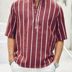 Samuel | Korte mouwen Henley zomerhemd met streepmotief