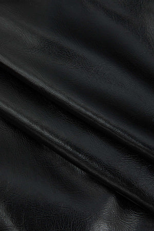 Danica | Elegante Midirok met asymmetrisch Kunstleer en Linnen-Design