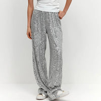 Elegante Wijde Pantalon met Pailletten voor Dames – Luxe Statement Broek