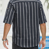 Samuel | Korte mouwen Henley zomerhemd met streepmotief