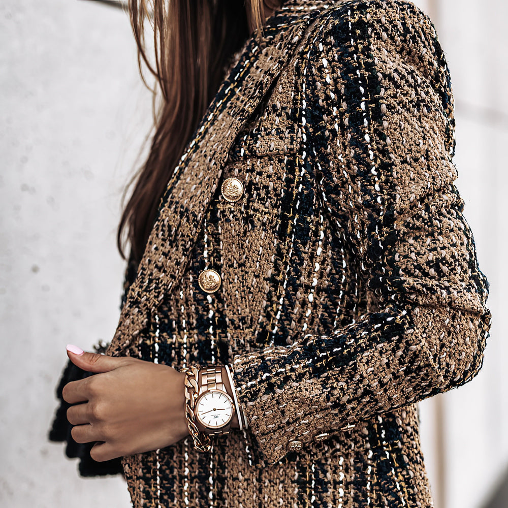 Celestine | Grofgebreide Blazer met Ruitpatroon