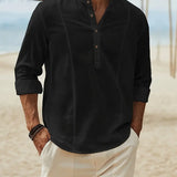 Asher | Lichte strandshirt met staande kraag & ontspannen elegantie