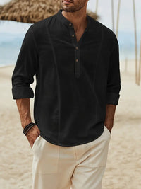 Asher | Lichte strandshirt met staande kraag & ontspannen elegantie