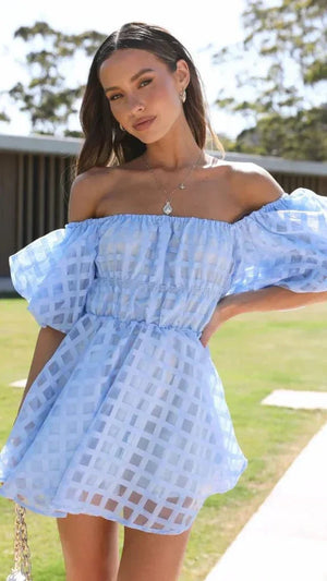 Luna | Off-Shoulder Minidress – Zachte elegantie met romantische flair