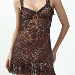 Savanna | Wilde Leopard-Minikleed met Ruches – Verleidelijk Dierenprint