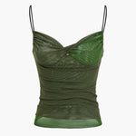 Janet | Spaghetti-bandjes Bodycon Mesh-Camisole met Drapering
