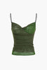 Janet | Spaghetti-bandjes Bodycon Mesh-Camisole met Drapering