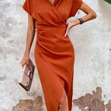 Eva-Maria™ Elegante Satijnen Midi-Jurk