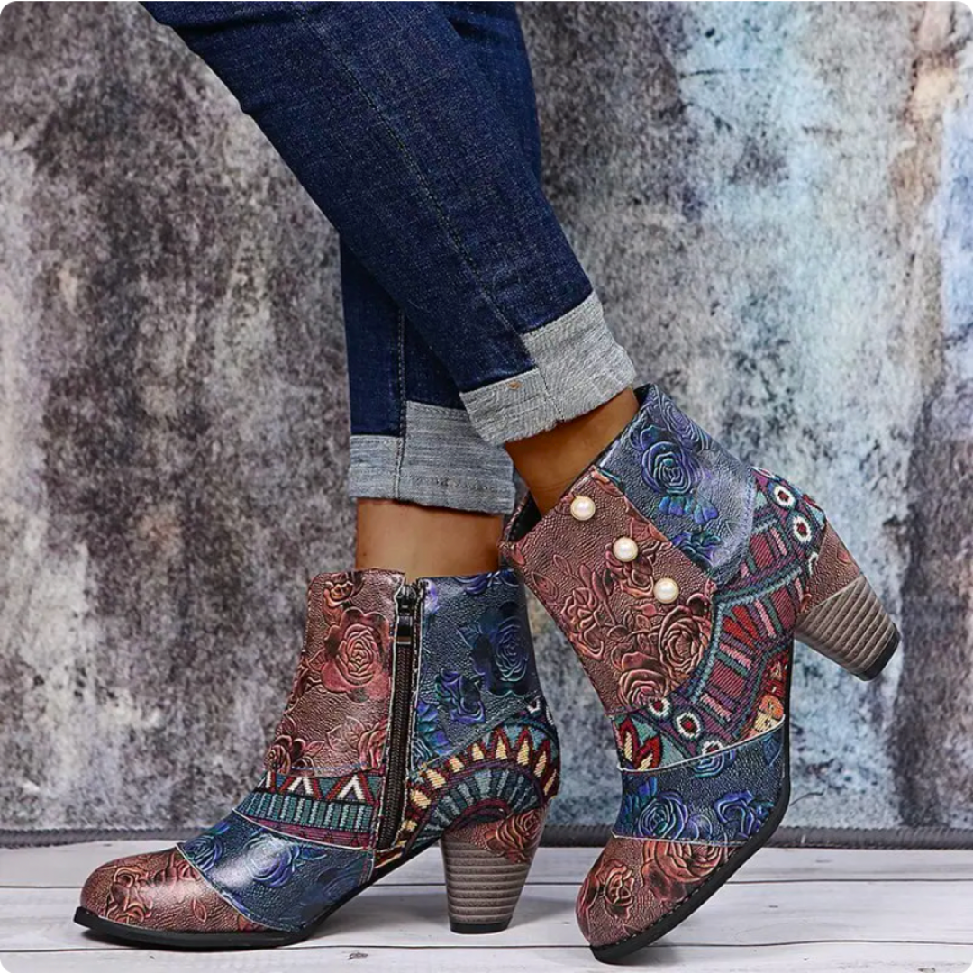 Marieke™  Bohemian Patchwork Enkellaarsjes