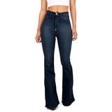 High-Waist Flared Jeans Dames – Retro Bell-Bottom Jeans met Stretch Pasvorm