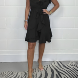 Elegante ruchesjurk met V-hals – vrouwelijke look voor elke gelegenheid