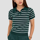Gestreept Polo-Shirt in Donkergroen