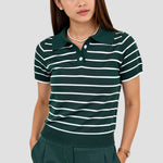 Gestreept Polo-Shirt in Donkergroen