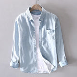 Heren Denim Overhemd Casual Lange Mouw