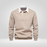Heren Polo Lange Mouw – met Witte Kraag – Casual & Elegant