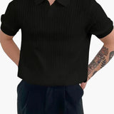 Joshua | V-hals Ribgebreide Poloshirt voor Mannen