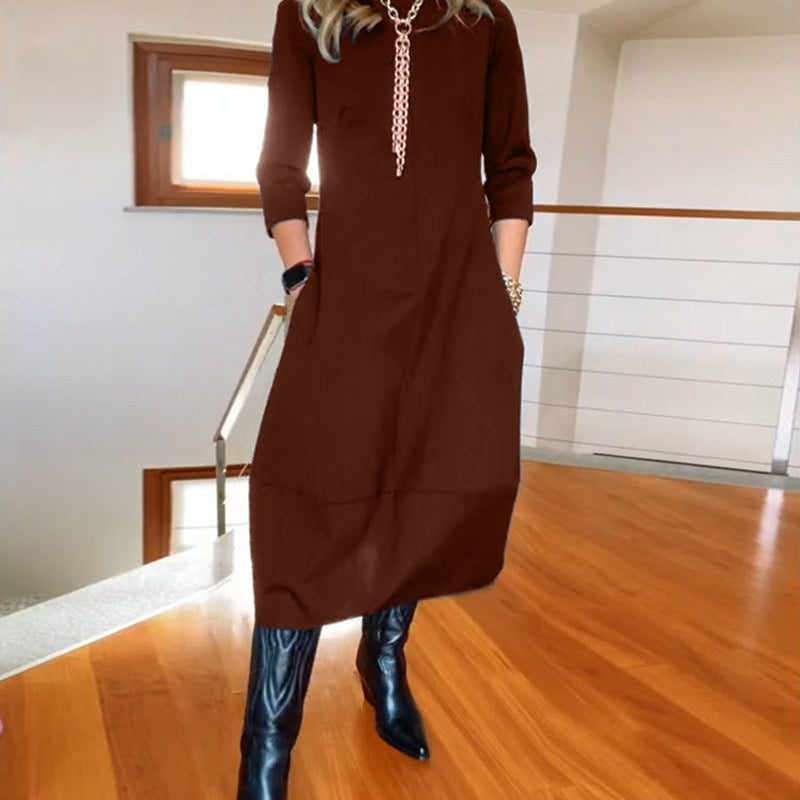 Claudia™ Elegante Midi-Jurk met Lange Mouwen