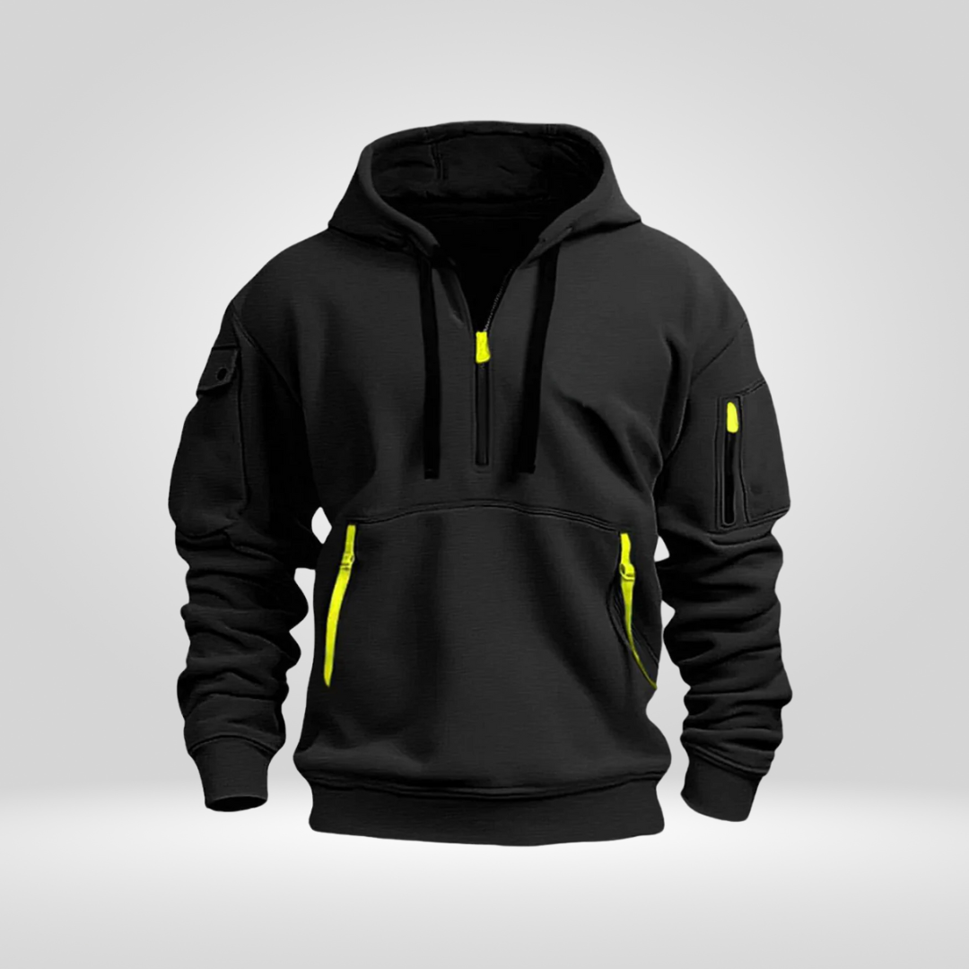 Heren Half Zip Hoodie – Comfortabele Urban Pullover met Zakken