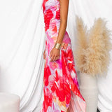 Liselotte | Elegante One-Shoulder Bloemjurk – Kleurrijke Chic voor Bijzondere Gelegenheden