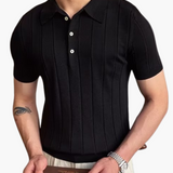 Ian | Business casual heren Slim Fit gebreid poloshirt met ribbelpatroon