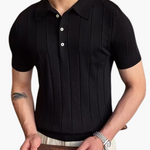 Ian | Business casual heren Slim Fit gebreid poloshirt met ribbelpatroon