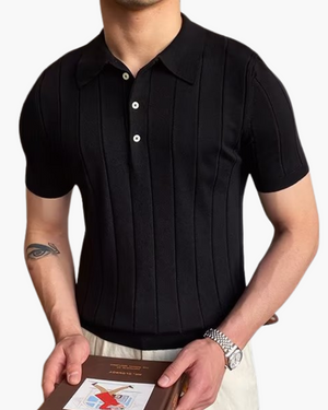 Ian | Business casual heren Slim Fit gebreid poloshirt met ribbelpatroon