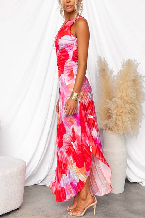 Liselotte | Elegante One-Shoulder Bloemjurk – Kleurrijke Chic voor Bijzondere Gelegenheden