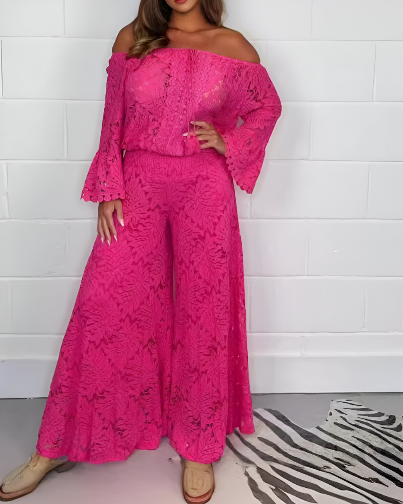 Off-shoulder kantjurk met een ruime snit – Boho-chic ontmoet elegantie