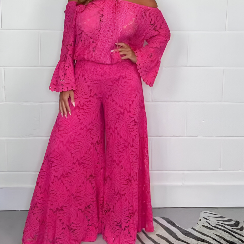 Off-shoulder kantjurk met een ruime snit – Boho-chic ontmoet elegantie
