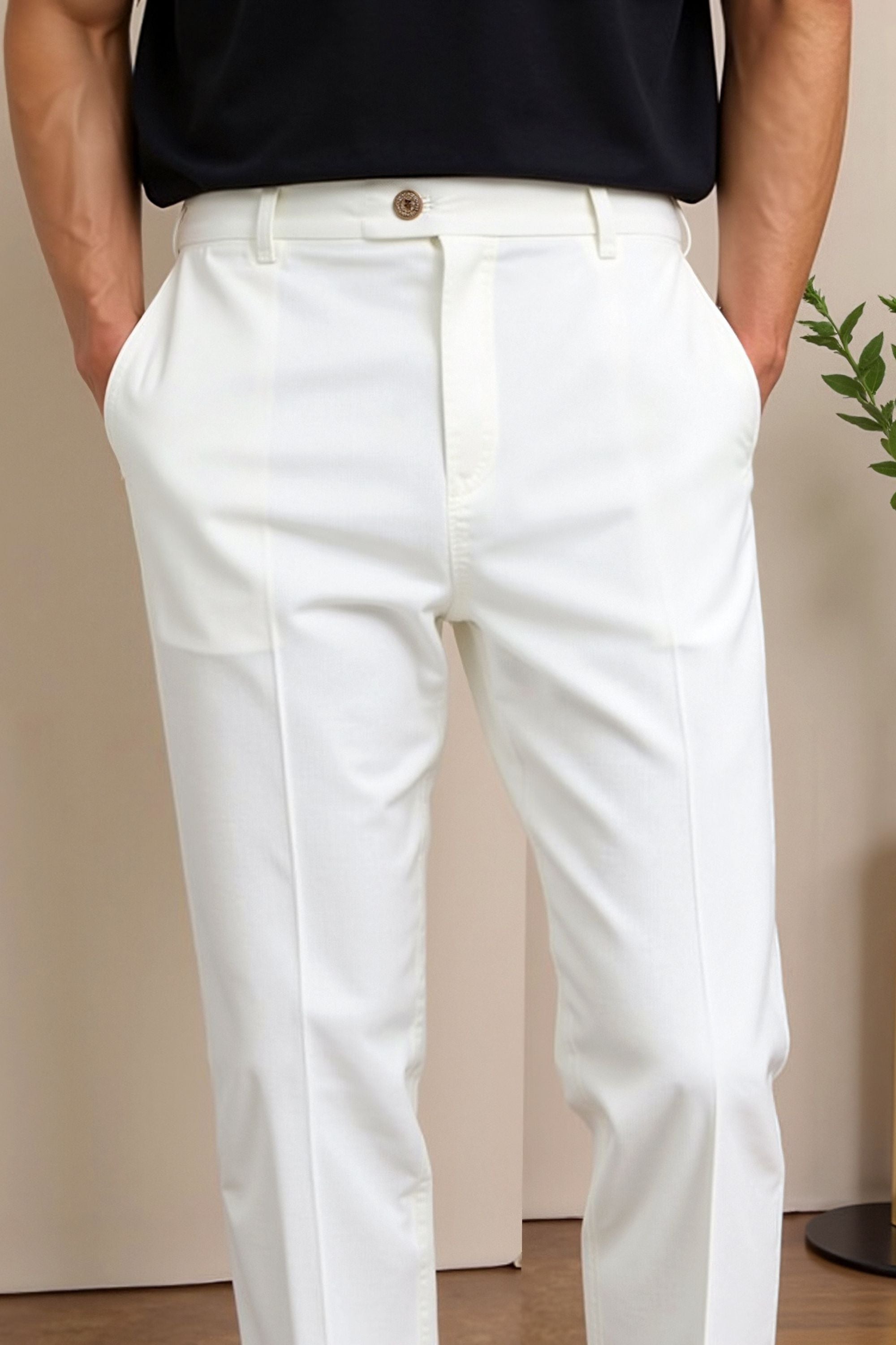 Heren Chino Broek in Wit – Elegantie en moderne stijl