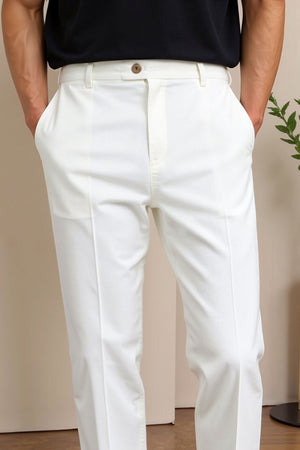 Heren Chino Broek in Wit – Elegantie en moderne stijl
