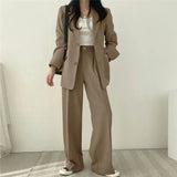 Athena | Effen Blazer- en Rechte Pantalon Set voor Dames