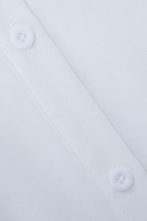 Ilaria | Witte Oversized Blouse met Benadrukte Taille en Klassieke Kraag