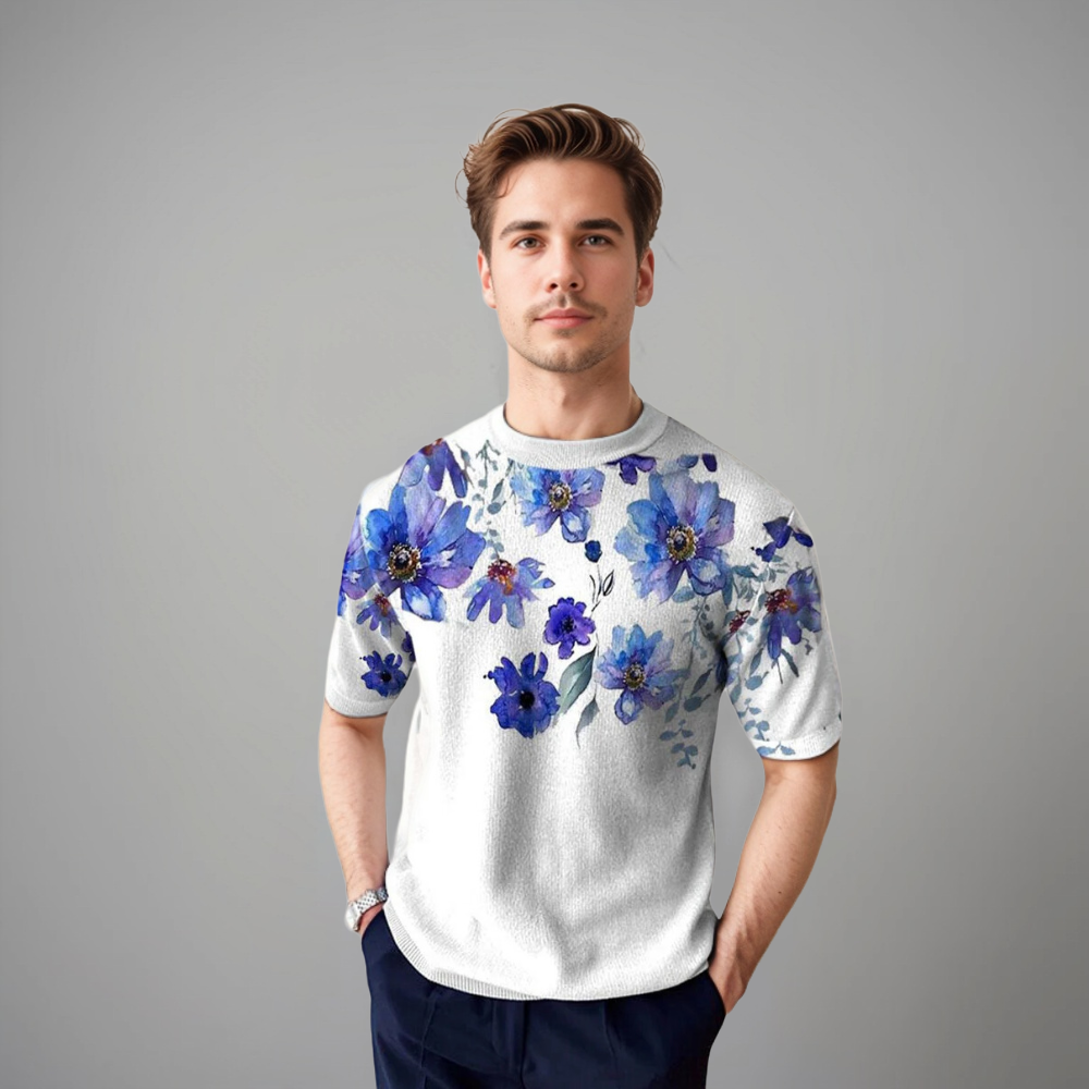 Damiano | Florale Korte Mouwen Shirt voor Heren