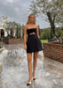 Emily | Zwarte Bustier-Minikleed met 3D Rozen-Detail & Cut-Out