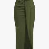 Fridoline | Elegante Midirok met Wickeloptiek, Drapering en Hoge Split