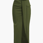 Fridoline | Elegante Midirok met Wickeloptiek, Drapering en Hoge Split