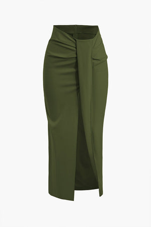 Fridoline | Elegante Midirok met Wickeloptiek, Drapering en Hoge Split