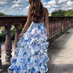 Marlene | Romantische Bloemen Rimpel Maxi-jurk