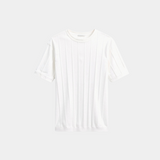 Geribbeld T-shirt met Ronde Hals en Slim Fit