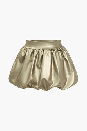Cordula | Extravagantere Ballon-Minirok van Kunstleer met Elastische Tailleband