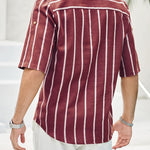 Samuel | Korte mouwen Henley zomerhemd met streepmotief