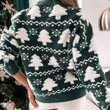 Dames Kerstboom Brei Trui | Zachte Textuur en Feestelijk Winterpatroon