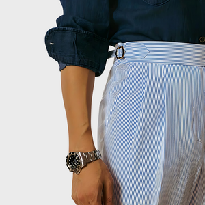 Yann | Taille hoge streepjesshorts met riem
