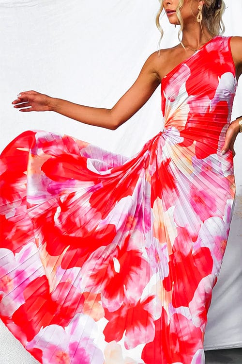 Liselotte | Elegante One-Shoulder Bloemjurk – Kleurrijke Chic voor Bijzondere Gelegenheden