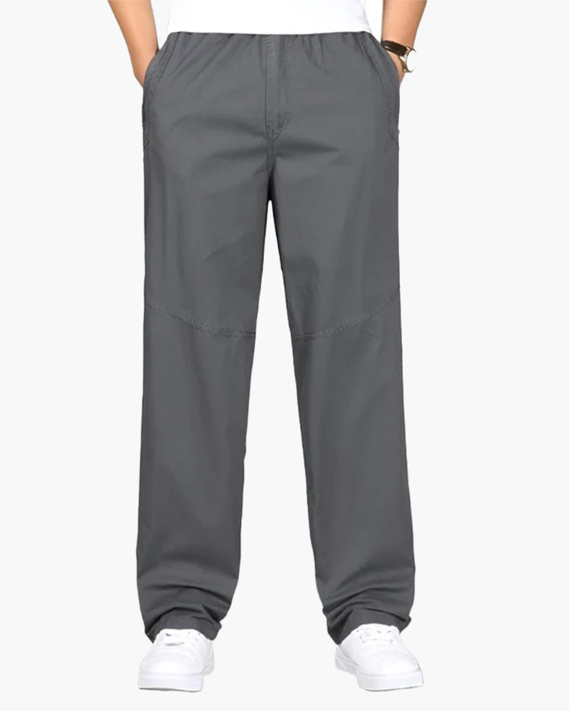 Ryan | Rechte Snit Vrijetijds Katoenen Broek met Elastische Tailleband