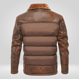 Heren Leren Donsjack – Luxe Winterjas met Warme Donsvoering