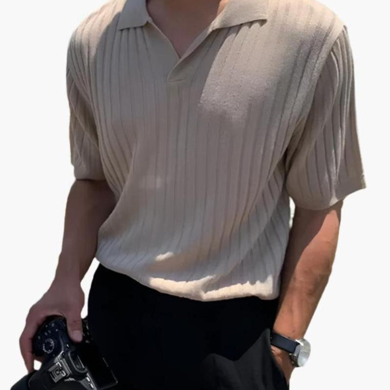 Joshua | V-hals Ribgebreide Poloshirt voor Mannen