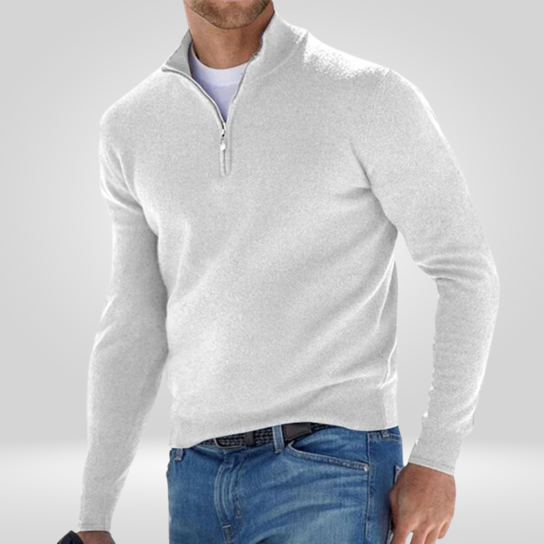 Heren Zip-up Trui – Halve Rits Pullover met Ribstructuur & Comfortabele Pasvorm